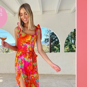 Show Me Your MuMu Vibrant Floral Maxi Dress - Red and Pink